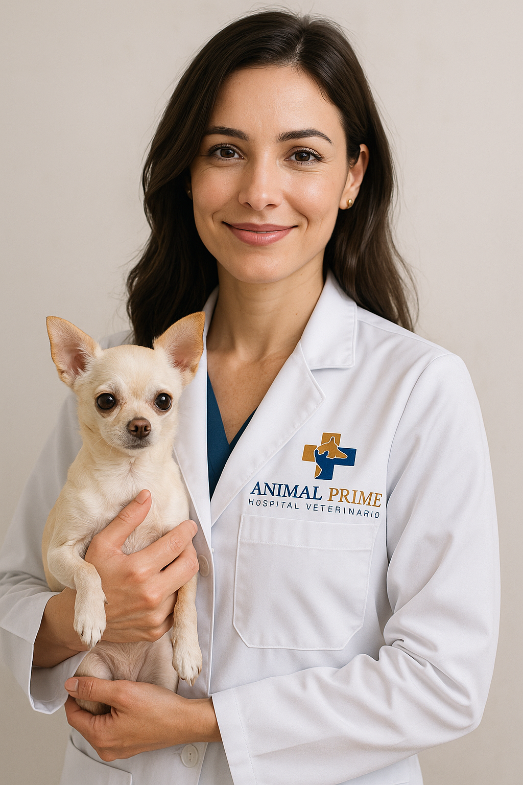 Veterinária com cachorro Chihuahua